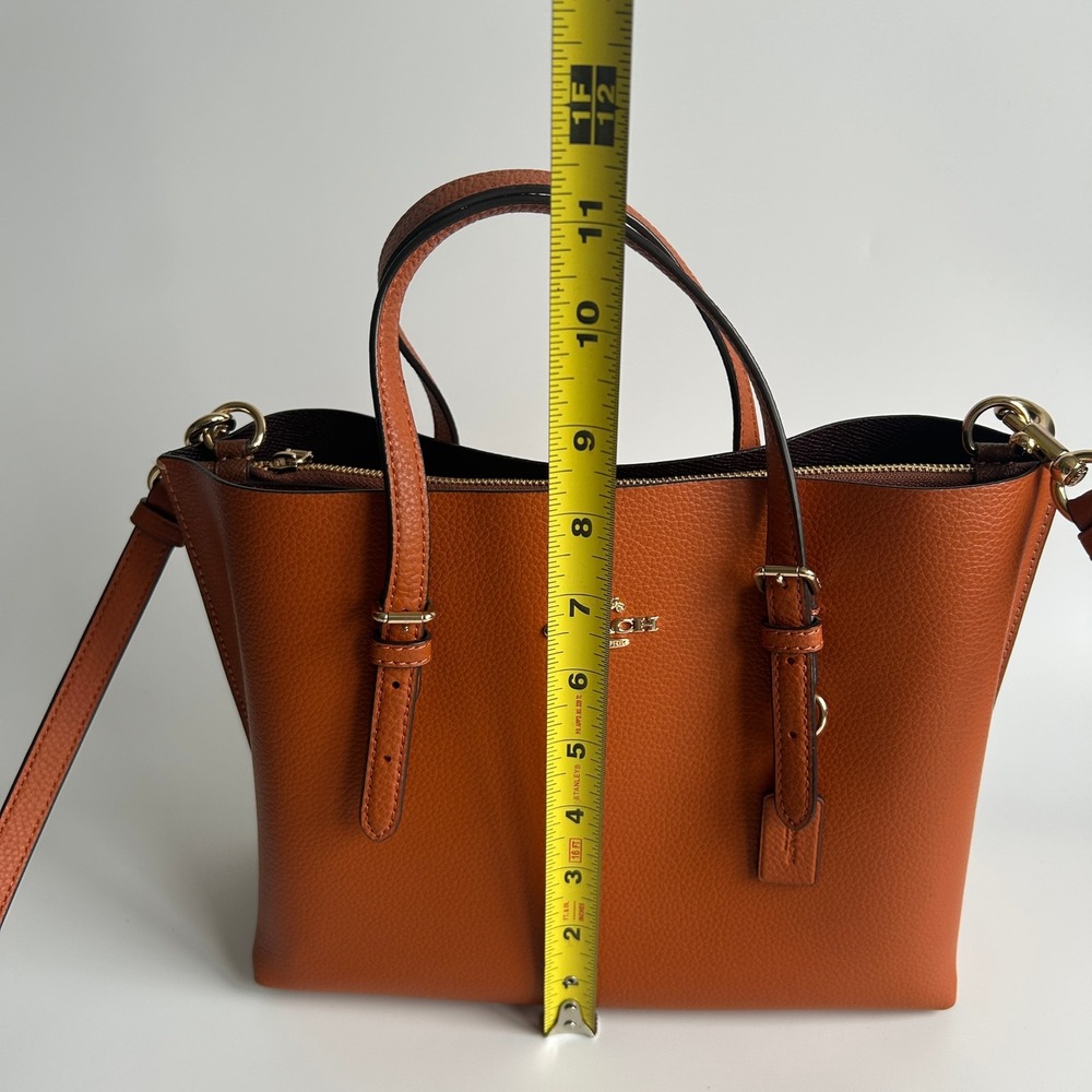 Coach Mollie Tote 25 Canyon Orange Pebbled Leather Shoulder Bag Excellent - Picture 12 of 13